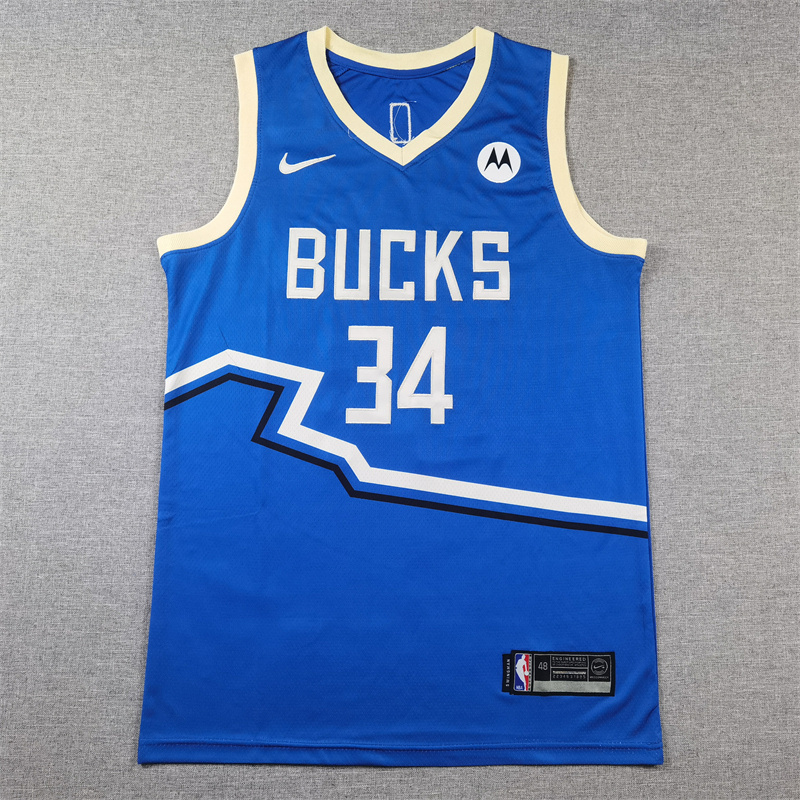 Men Milwaukee Bucks #34 Giannis Antetokounmpo Blue Nike City Edition 2025 NBA Jersey->milwaukee bucks->NBA Jersey